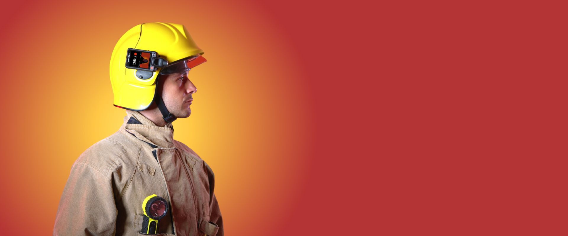 Fireman with helmet camera K7