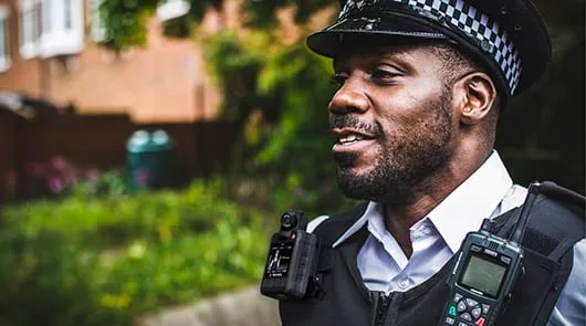 Policeman smiling